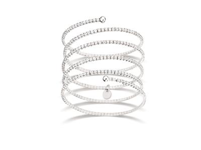 Bracciale Boa 5 Giri 2,2 Mm, Ossidi Di Zirconio, Argento 925 Rodiato