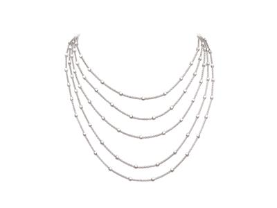 Collana Lunga Con 5 Fili Di Catene Fantasia Cadente, 423 Cm, Argento 925 Rodiato