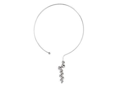 Collana Filo Pieno 1,5 Mm, Grappolo Di Sfere Asimmetriche, 42 Cm, Argento 925 Rodiato - Immagine Standard - 1