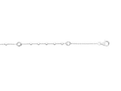 Bracciale Con Cristalli Bianchi E Sfere Su Catena, 16-18 Cm, Argento 925 Rodiato - Immagine Standard - 2