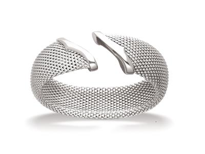 Bracciale 19 Mm, Maglia A Rete Aperta, 58 X 45 Mm, Argento 925 Rodiato