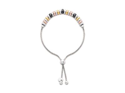 Bracciale Con Rondelle Su Catena A Serpente Regolabile, Argento 925 Rodiato - Immagine Standard - 1