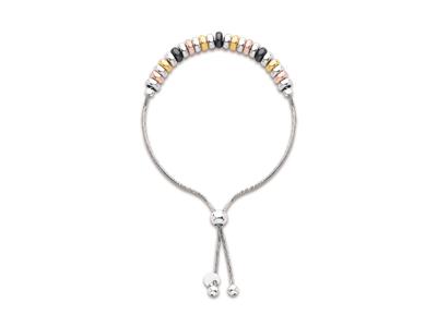 Bracciale Rondelles Su Catena Snake Regolabile, Argento 925 Rodiato - Immagine Standard - 1