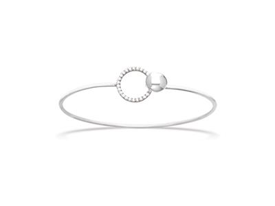 Bracciale A Cerchio Con Zirconi A Sfera, 58 X 48 Mm, Argento 925 Rodiato