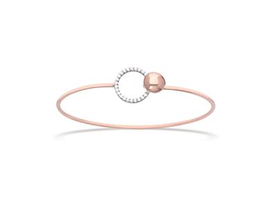 Bracciale A Cerchio Con Zirconi A Sfera, 58 X 48 Mm, Argento 925 Rodiato