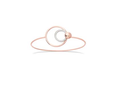 Bracciale Jonc, Design A Doppio Cerchio, Ossidi Di Zirconio, 62 X 52 Mm, Argento Rodiato 925 - Immagine Standard - 1