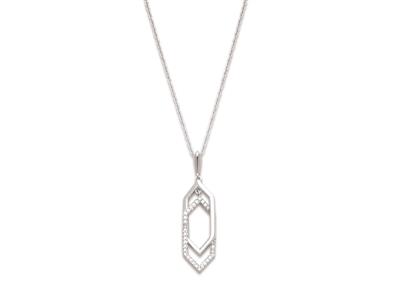Collana Con Motivo Doppia Punta 35 MM Con Zirconi Su Catena, 40-45 Cm,argento 925 Rodiato
