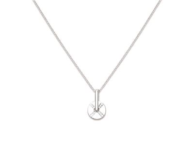 Collana Con Disco Di 11 MM Con Zirconi, Altezza 20 Mm, 45 Cm, Argento 925 Rodiato