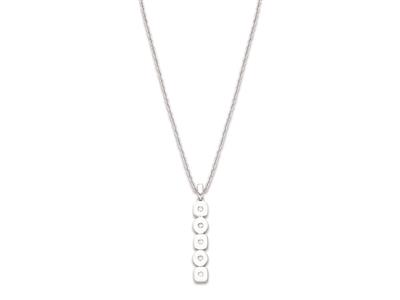 Collana Catena Con Pendente Quadrato E Tondo 25 MM Con Zirconi, 40-45 Cm, Argento 925 Rodiato