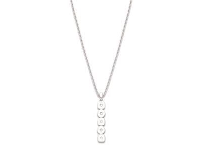 Collana Con Catena Pendente Quadrata E Rotonda 25 MM Con Zirconi, 40-45 Cm, Argento 925 Placcato In Rodio - Immagine Standard - 1