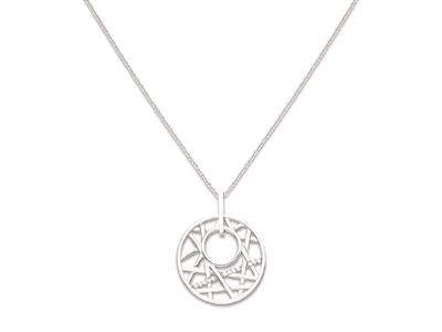 Collana A Catena Con Pendente Cerchio Geometrico Con Zirconi 23 Mm, 45cm, Argento 925 Rodiato - Immagine Standard - 1