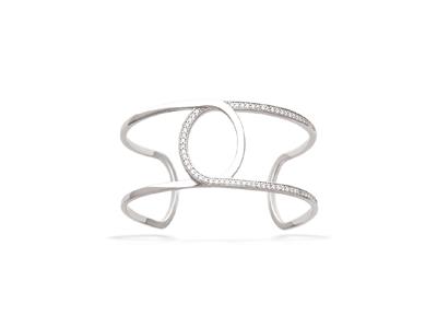 Bracciale Con Doppia Fibbia E Zirconi 27 Mm, 60 X 48 Mm, Argento 925 Rodiato