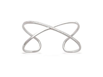 Bracciale Incrociato Con Zirconi 27 Mm, 62 X 50 Mm, Argento 925 Rodiato - Immagine Standard - 1