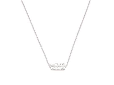 Collana, Motivo A Piastre, Linea Con Zirconi 17 X 7 Mm, 40-45 Cm, Argento 925 Rodio - Immagine Standard - 1