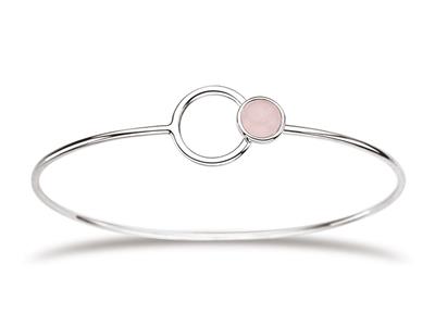 Bracciale Jonc, Cerchio Di Quarzo Rosa, 58 X 48 Mm, Argento 925 Rodiato - Immagine Standard - 1