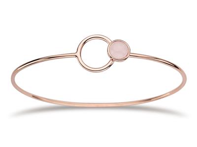 Bracciale Jonc, Cerchio Di Quarzo Rosa, 58 X 48 Mm, Argento 925, Placcato Rosa - Immagine Standard - 1