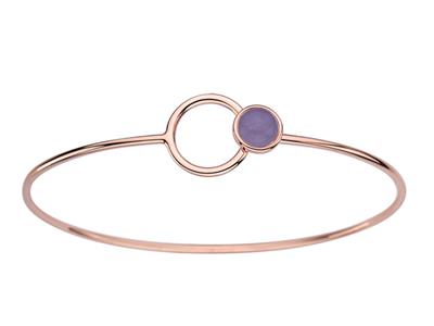 Bracciale Jonc, Cerchio Ametista, 58 X 48 Mm, Argento 925, Placcato Rosa