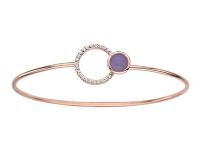 Bracciale Jonc, Cerchio Ametista E Zirconi, 58 X 48 Mm, Argento 925, Placcato Rosa