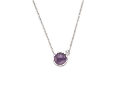 Collana Ametista E Zirconi 12 Mm, 40-42 Cm, Argento 925 Rodiato - Immagine Standard - 1