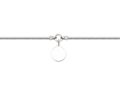 Bracciale Con Catena A Serpente 2 Mm, Ciondolo 14 Mm, 17-20 Cm, Argento 925 Rodiato - Immagine Standard - 1