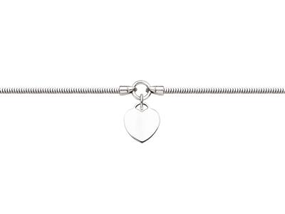 Bracciale Con Catena A Serpente 2 Mm, Ciondolo A Cuore 15 X 13 Mm, 17-20 Cm, Argento 925 Rodiato - Immagine Standard - 1
