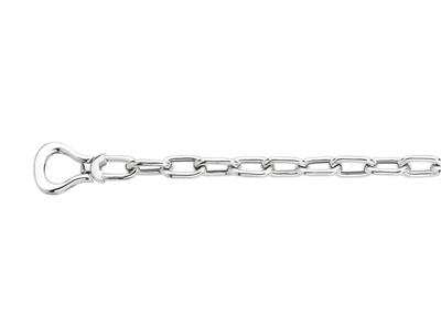 Bracciale A Maglie Manette Cave Rettangolari, 19 Cm, Argento 925 Rh - Immagine Standard - 1