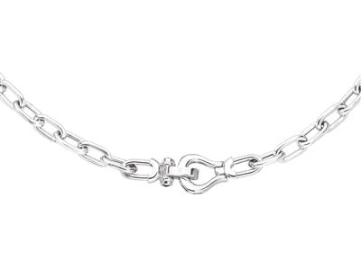 Collana Manette Cave A Rettangolo, 45 Cm, Argento 925 Rh