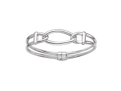 Bracciale Jonc, Maglia Gourmette, 58 X 48 Mm, Argento 925 Rh