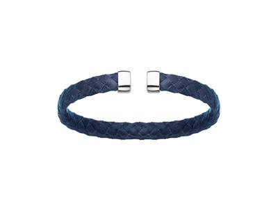 Collana In Pelle Bracciale Blu 7 Mm, 58 X 48 Mm, Argento 925 Rh