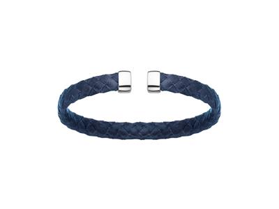 Collana In Pelle Bracciale Blu 7 Mm, 58 X 48 Mm, Argento 925 Rh - Immagine Standard - 1