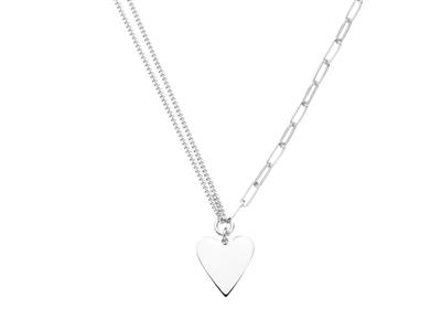 Collana Pendente Cuore E Cappuccio A Maglia Doppia, 385 Cm, Argento 925