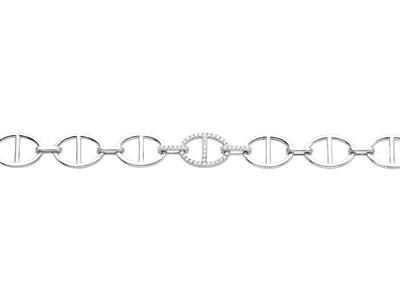 Bracciale Navy, Maglia Centrale Con Cristalli, 17+3 Cm, Argento 925 Rh - Immagine Standard - 2