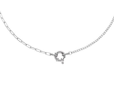 Collana, Doppia Catena, Cristallo Di Fiume E Rettangolo, 38+5 Cm, Argento 925 Rh - Immagine Standard - 1