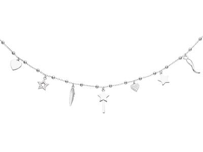 Collana Pampilles Et Breloques Cristal, 38+5 Cm, Argento 925 Rh - Immagine Standard - 1