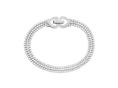 Bracciale Fluviale A 3 File Con Cristalli Bianchi, Chiusura A Cuore, Argento 925 Rh - Immagine Standard - 1