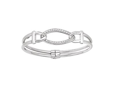 Bracciale Apertura, Con Ossidi Di Zirconio, 58 X 48 Mm, Argento 925 Rh - Immagine Standard - 1