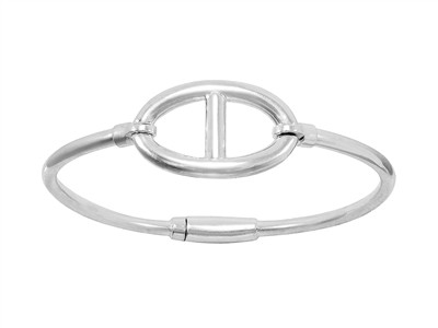 Brac Jonc Maille Marine Lisse Pm Ag 925 Clq