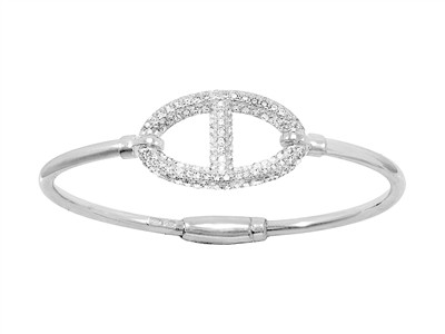 Brac Jonc Maille Marine Oxydes De Z. Pm Ag 925 Clq