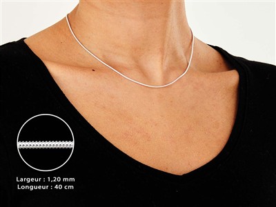 Catena A Serpente Tonda 1,2 Mm, 40 Cm, Argento 925 - Immagine Standard - 3