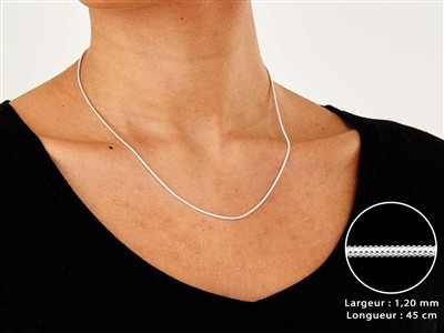 Catena A Serpente Tonda 1,2 Mm, 45 Cm, Argento 925 - Immagine Standard - 3
