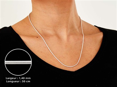 Catena A Serpente Tonda 1,4 Mm, 50 Cm, Argento 925 - Immagine Standard - 3