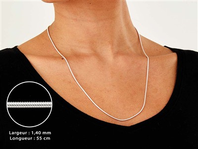 Catena Maglia Serpente Tonda 1,4 Mm, 55 Cm, Argento 925 - Immagine Standard - 3