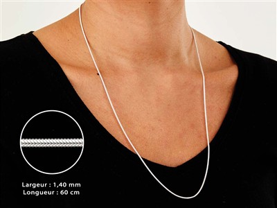 Catena Maglia Serpente Tonda 1,4 Mm, 60 Cm, Argento 925 - Immagine Standard - 3