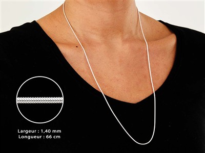 Catena Maglia Serpente Tonda 1,4 Mm, 66 Cm, Argento 925 - Immagine Standard - 3