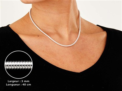 Catena A Serpente Tonda 3 Mm, 40 Cm, Argento 925 - Immagine Standard - 3