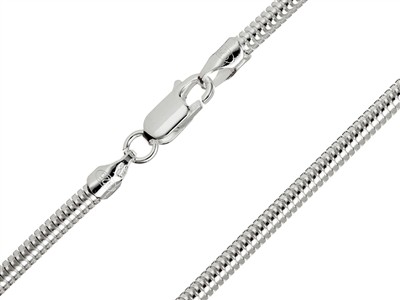 Catena A Serpente Tonda 3 Mm, 45 Cm, Argento 925