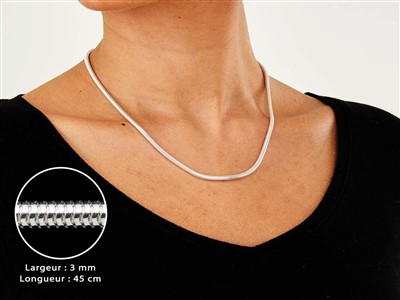 Catena A Serpente Tonda 3 Mm, 45 Cm, Argento 925 - Immagine Standard - 3