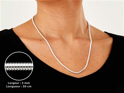 Catena A Serpente Tonda 3 Mm, 50 Cm, Argento 925 - Immagine Standard - 3