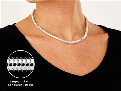 Catena A Serpente Tonda 5 Mm, 40 Cm, Argento 925 - Immagine Standard - 3