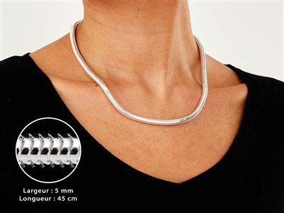 Catena Maglia Serpente Tonda 5 MM 45 Cm, Argento 925 - Immagine Standard - 3